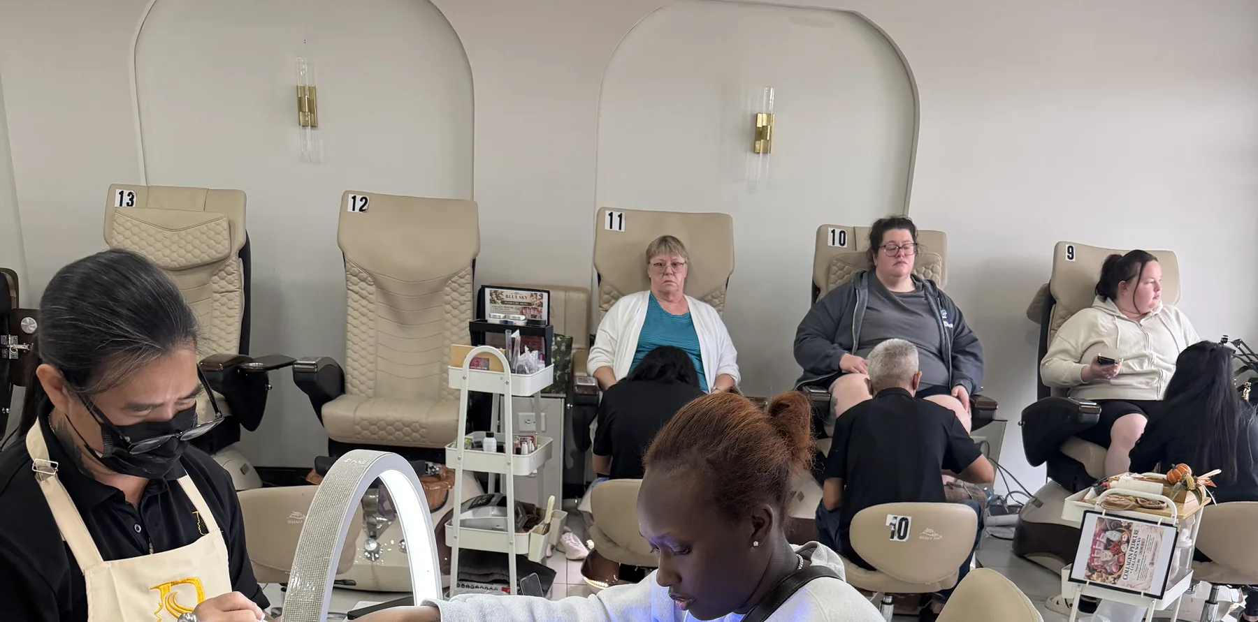 Inside Blue Sky Nails and Spa — nail bar and pedicure lounge